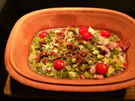 Reisfleisch vom Schweinefilet und Speck