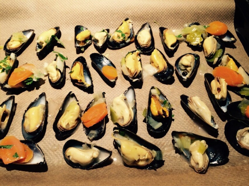 Vorbereitete Muschelhälften